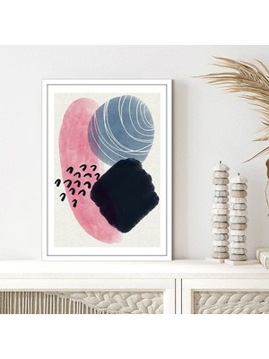 Kırmızı - Mavi Lekeler 3 Çerçeve ve Poster - C1057