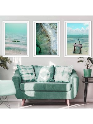 Deniz Yıldızı ve  Yıkık Iskele Üçlü Çerçeve ve Poster Seti - DO1012