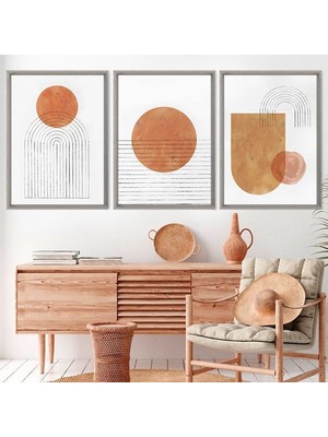 Turuncu Yuvarlaklar 1 Üçlü Çerçeve ve Poster Seti - C1008