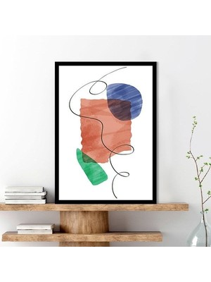 Yeşil & Kiremit Rengi Geometrik Lekeler 1 Çerçeve ve Poster - C1069