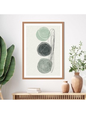 Sulu Boya Temalı Yeşil Tonlar 4 Çerçeve ve Poster - C1240