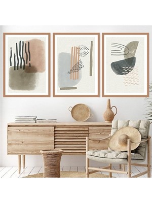 Geometrik Sarı Tonlar 1 Üçlü Çerçeve ve Poster Seti - C1032