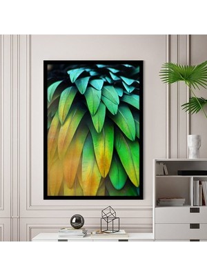 Yeşil & Sarı Papağan Tüyleri 5 Çerçeve ve Poster - H1040