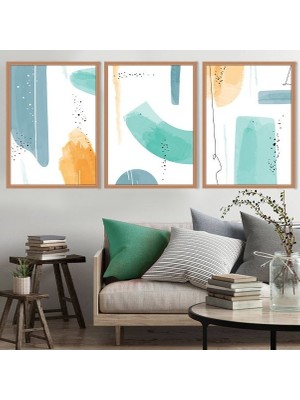 Çizgisel Lekeler 6 Üçlü Çerçeve ve Poster Seti - C1038