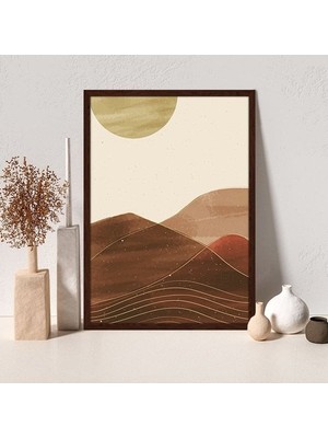 Kahverengi Güneş ve Dağ 1 Çerçeve ve Poster - C1071