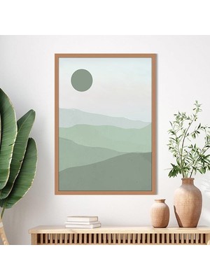 Yeşil Güneş ve Dağ 1 Çerçeve ve Poster  - IL1031
