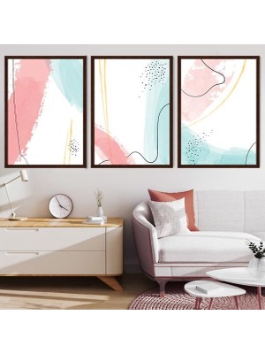 Çizgisel Lekeler 5 Üçlü Çerçeve ve Poster Seti - C1037