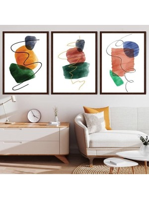 Çizgisel 4 Üçlü Çerçeve ve Poster Seti - C1041