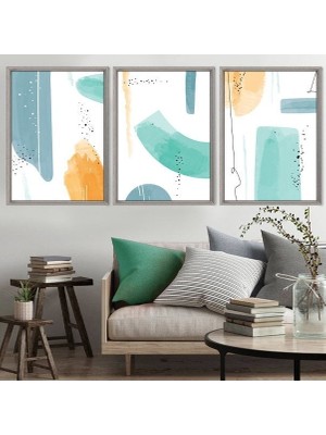 Çizgisel Lekeler 6 Üçlü Çerçeve ve Poster Seti - C1038