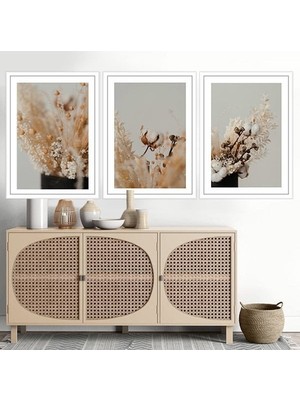 Pamuk Dalları 3 Üçlü Çerçeve ve Poster Seti - B1058