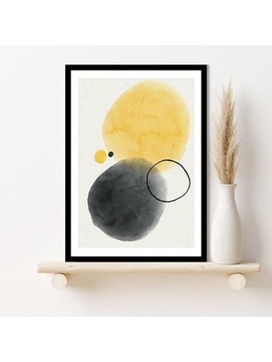 Sarı & Gri & Siyah Geometrik Lekeler 1 Çerçeve ve Poster - C1066