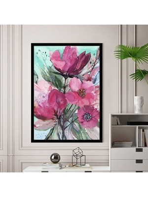 Pembe Suluboya Çiçek 1 Çerçeve ve Poster - B1172