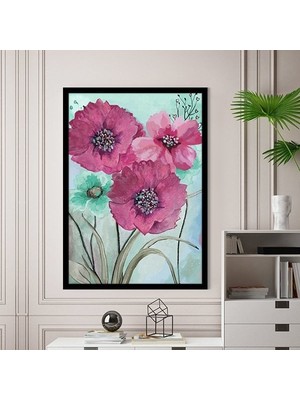 Pembe Suluboya Çiçek 2 Çerçeve ve Poster - B1173