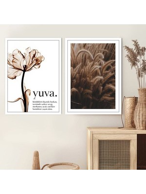 Yuva & Bitki 3 Ikili Çerçeve ve Poster Seti - B1062
