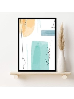 Sulu Boya Temalı Turuncu ve Yeşil Tonlar 6 Çerçeve ve Poster - C1270