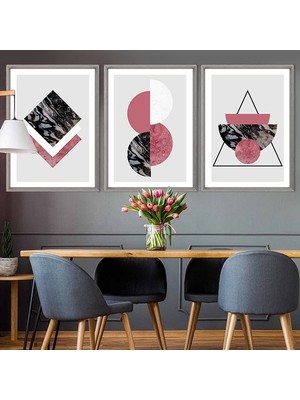 Geometrik Çizgiler 2 Üçlü Çerçeve ve Poster Seti - C1007