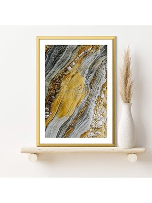 Sarı - Gri Kaya 1 Çerçeve ve Poster - DO1101