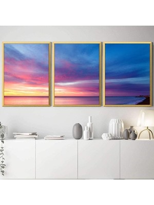 Gün Batımı Üçlü Çerçeve ve Poster Seti - DO1015