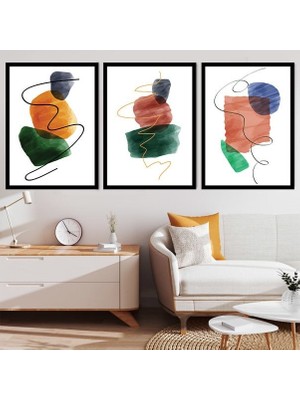 Çizgisel 4 Üçlü Çerçeve ve Poster Seti - C1041