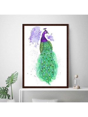 Mor & Yeşil Tavus Kuşu 4 Çerçeve ve Poster - H1044