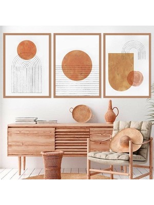 Turuncu Yuvarlaklar 1 Üçlü Çerçeve ve Poster Seti - C1008