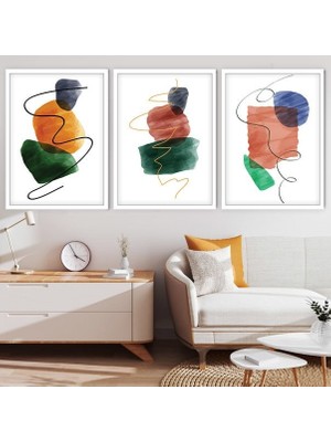 Çizgisel 4 Üçlü Çerçeve ve Poster Seti - C1041