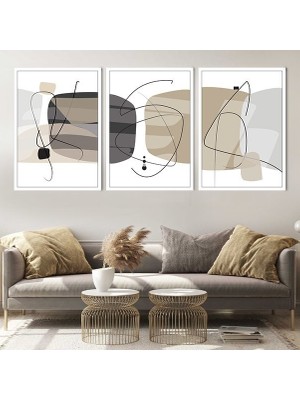 Geometrik Çizgiler 1 Üçlü Çerçeve ve Poster Seti - C1006