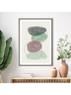 Sulu Boya Temalı Yeşil Tonlar 5 Çerçeve ve Poster - C1241