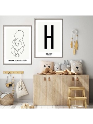 Bebek Çizim & Baş Harfi 1 Ikili Çerçeve ve Poster Seti - HA1013