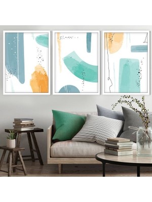 Çizgisel Lekeler 6 Üçlü Çerçeve ve Poster Seti - C1038