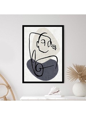 Çizgisel Yüz 3 Çerçeve ve Poster - C1206