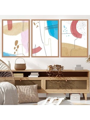Çizgisel Lekeler 3 Üçlü Çerçeve ve Poster Seti - C1035