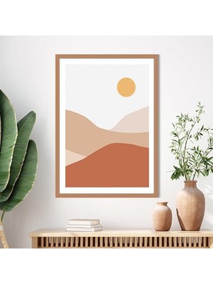 Bej Güneş ve Dağ 1 Çerçeve ve Poster  - IL1029