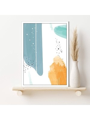Sulu Boya Temalı Turuncu ve Yeşil Tonlar 4 Çerçeve ve Poster - C1268