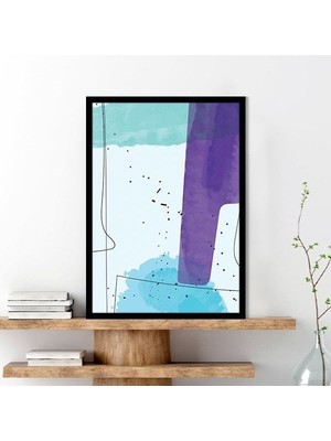 Mavi - Yeşil - Mor Geometrik Lekeler 3 Çerçeve ve Poster - C1264