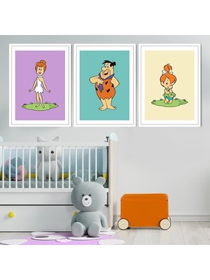 Taçlı Tavşan, Aslan ve Zürafa Üçlü Çerçeve ve Poster Seti - HA1005