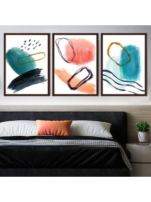 Sulu Boya Temalı 1 Üçlü Çerçeve ve Poster Seti - C1029