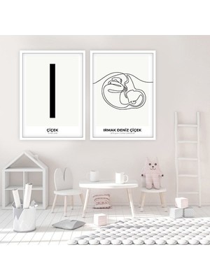 Bebek Çizim & Baş Harfi 4 Ikili Çerçeve ve Poster Seti - HA1018