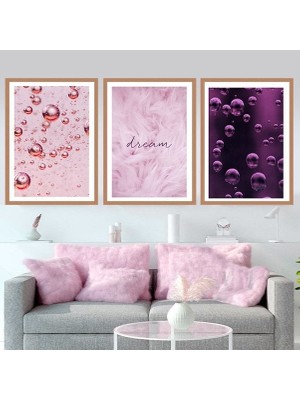 Baloncuk ve Tüy Üçlü Çerçeve ve Poster Seti - DK1003