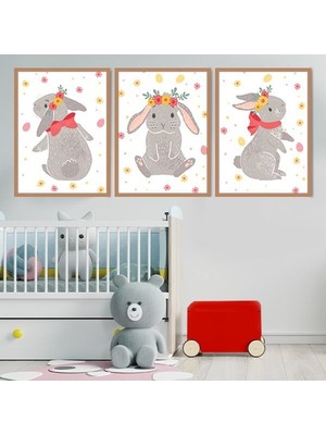 Tavşanlar Üçlü Çerçeve ve Poster Seti - HA1030