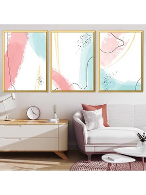 Çizgisel Lekeler 5 Üçlü Çerçeve ve Poster Seti - C1037