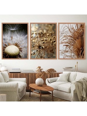 Karahindiba ve Otlar Üçlü Çerçeve ve Poster Seti -B1008