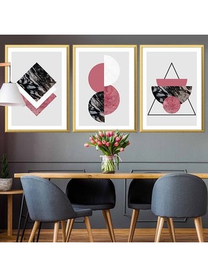 Geometrik Çizgiler 2 Üçlü Çerçeve ve Poster Seti - C1007