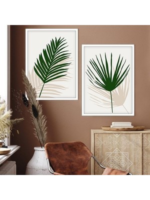 Yeşil Yapraklar 1 Ikili Çerçeve ve Poster Seti - C1014