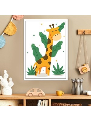 Yapraklarla Zürafa 1 Çerçeve ve Poster - HA1111