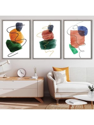 Çizgisel 4 Üçlü Çerçeve ve Poster Seti - C1041