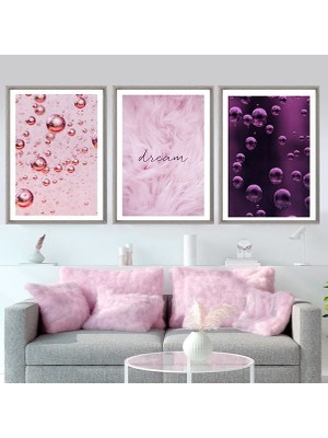 Baloncuk ve Tüy Üçlü Çerçeve ve Poster Seti - DK1003