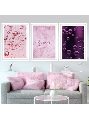 Baloncuk ve Tüy Üçlü Çerçeve ve Poster Seti - DK1003