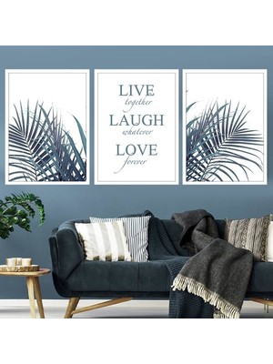 Turkuaz Palmiye 1 Üçlü Çerçeve ve Poster Seti - B1042