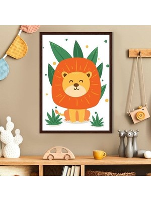 Yapraklarla Aslan 1 Çerçeve ve Poster - HA1113